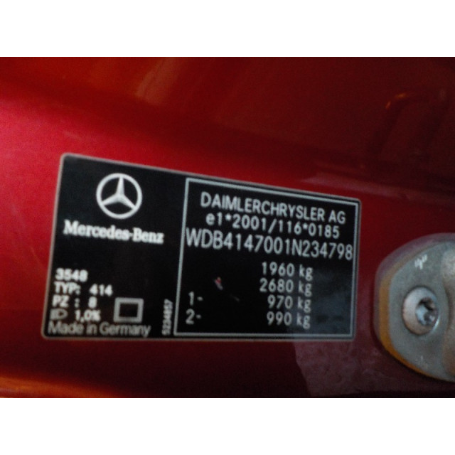 Rear windscreen wiper Mercedes-Benz Vaneo (W414) (2002 - 2005) MPV 1.6 (M166.961)