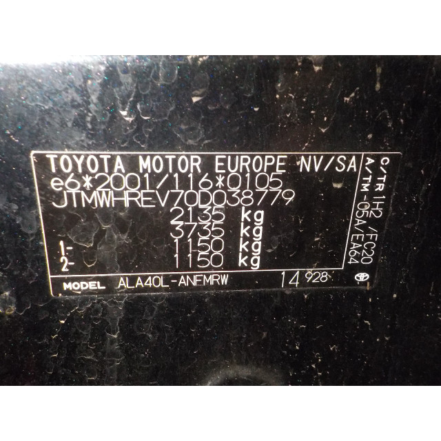 Camera back Toyota RAV4 (A4) (2012 - present) Terreinwagen 2.0 D-4D 16V 4x2 (1AD-FTV)