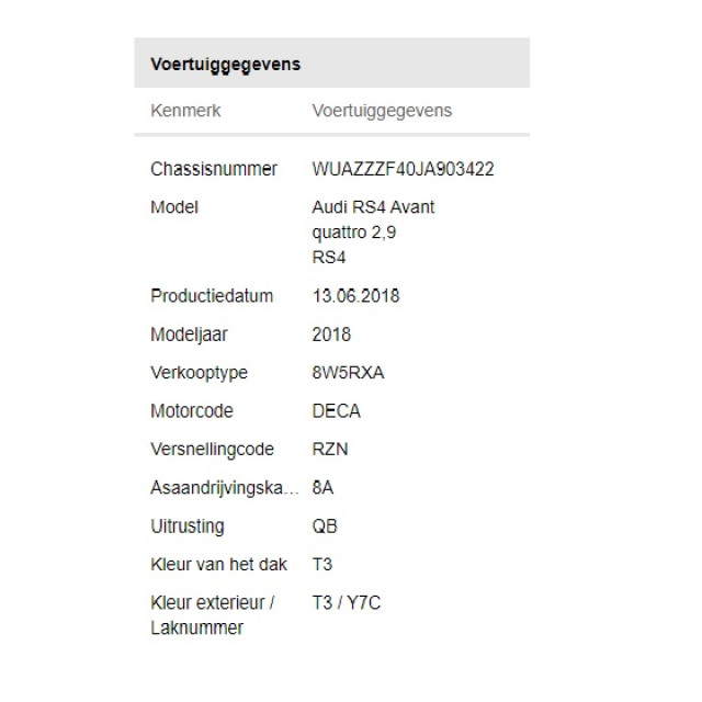 Hose miscellaneous Audi RS 4 Avant (B9) (2017 - present) Combi 2.9 V6 TFSI 24V (DECA)