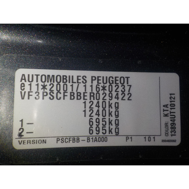 Tailgate release Peugeot 108 (2014 - present) Hatchback 1.0 12V (1KRFE)