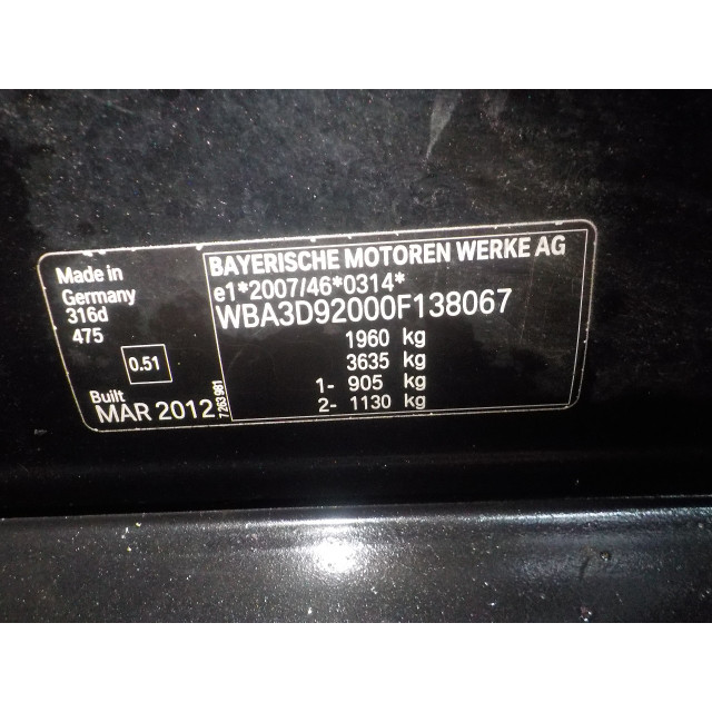 Locking mechanism door electric central locking rear right BMW 3 serie (F30) (2012 - 2018) Sedan 316d 2.0 16V (N47-D20C)
