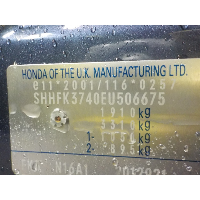 Windscreen washer switch Honda Civic Tourer (FK) (2014 - present) Combi 1.6 i-DTEC Advanced 16V (N16A1)