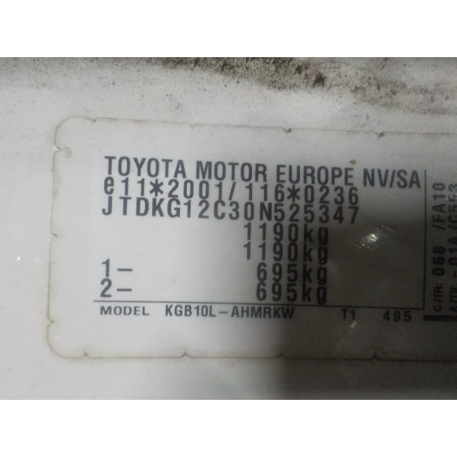 Door rear left Toyota Aygo (B10) (2005 - 2014) Hatchback 1.0 12V VVT-i (1KR-FE)